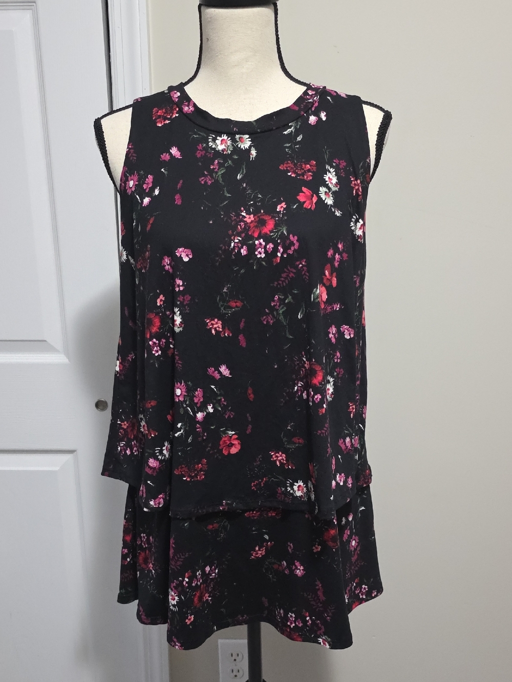 Agnes & Dora Tiered Tunic Tank Top Shirt Floral S 4-6